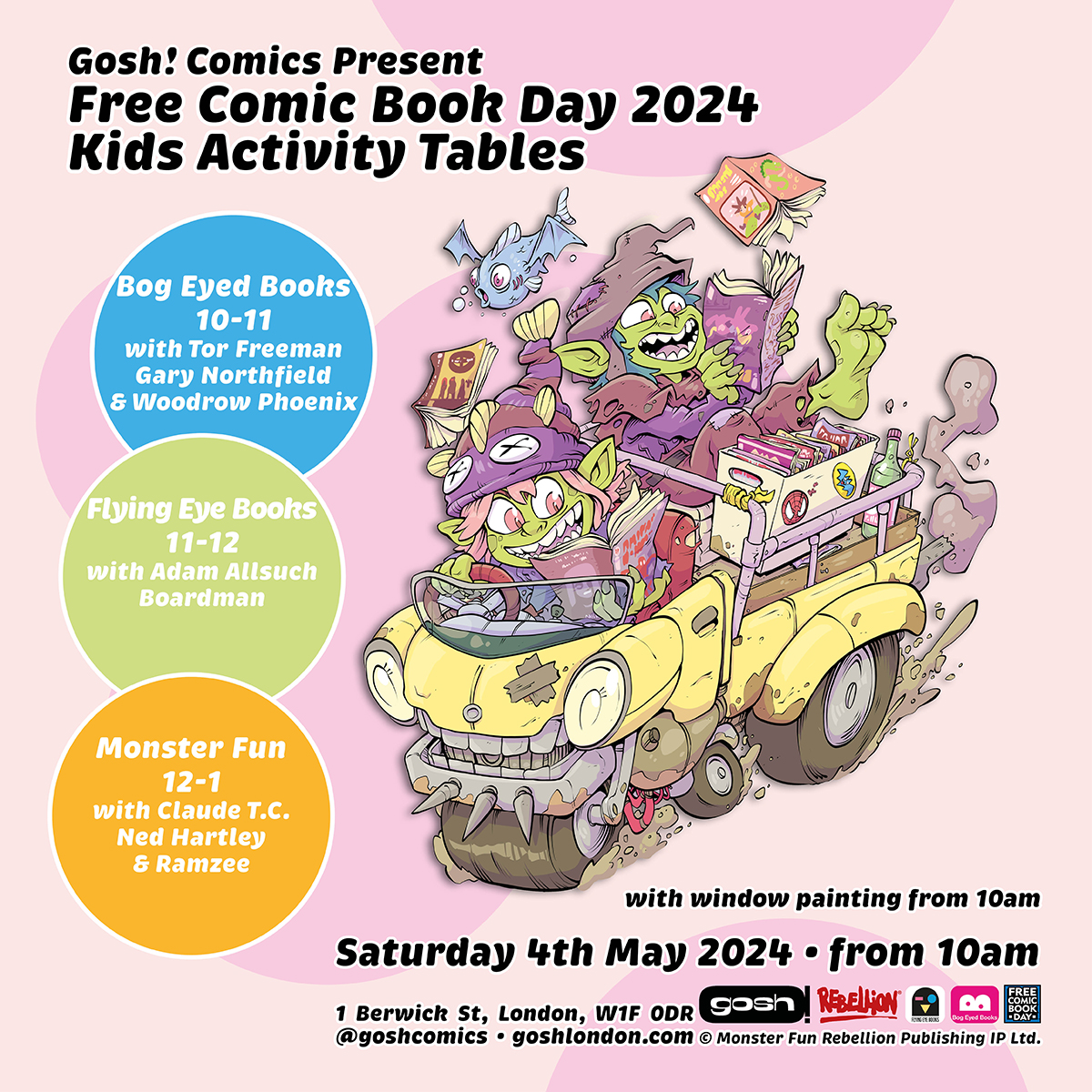 Saturday May 4th is #FreeComicBookDay! GOSH! comics is celebrating with activities for all the family from 10am. See you there! 🟢 Get FREE comic books with your purchase 🔵 All-day workshops and signings More info available on the GOSH! Website: goshlondon.com/the-gosh-blog/…