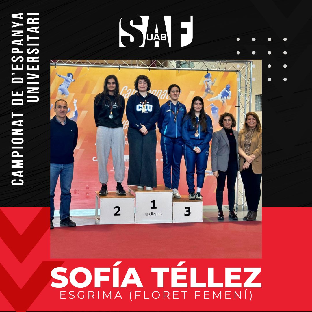 🥈😎 La #UABer SOFIA TÉLLEZ, estudiant de @medicinauab de la @UABBarcelona, guanya la MEDALLA PLATA! 

🤺 En el Campionat d’Espanya Universitari d’#ESGRIMA, en la modalitat FLORET femení!

👏👏 Celebrat a #Conca aquest passat 2️⃣5️⃣ d’abril!