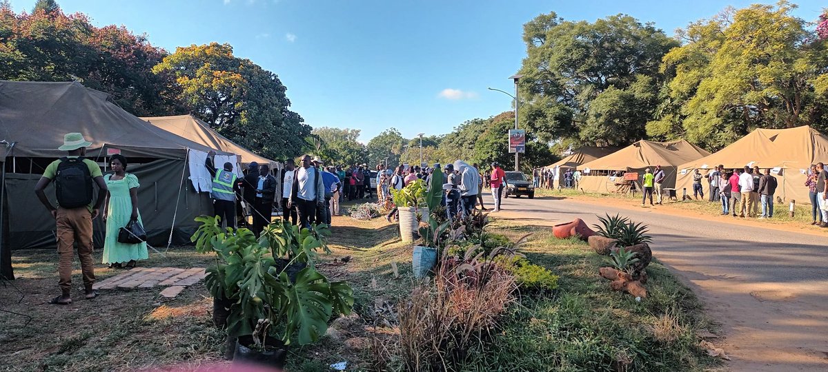 Polling stations open at 7 am, with long queues being witnessed in some polling stations such as Churchill/Hiller tent BA, in Mt pleasant Constituency #Victoryiscertain #EDPFEEEE