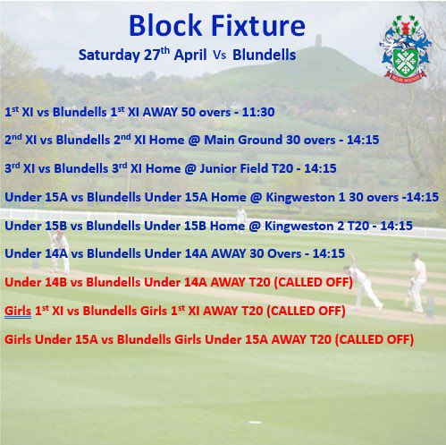 Good luck to all of our players who are involved in the Block Fixture today! 🤞the weather stays dry @BlundellsSchool @MillfieldSport @MillfieldSenior