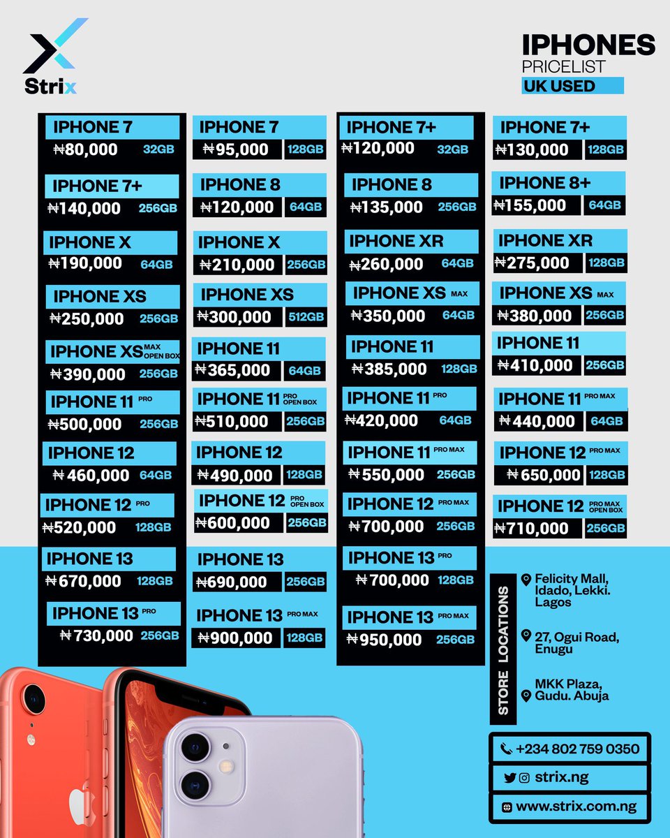 Strix price list update for UK used phones 📱 Vista strix.com to get yourself one #ThinkStrix