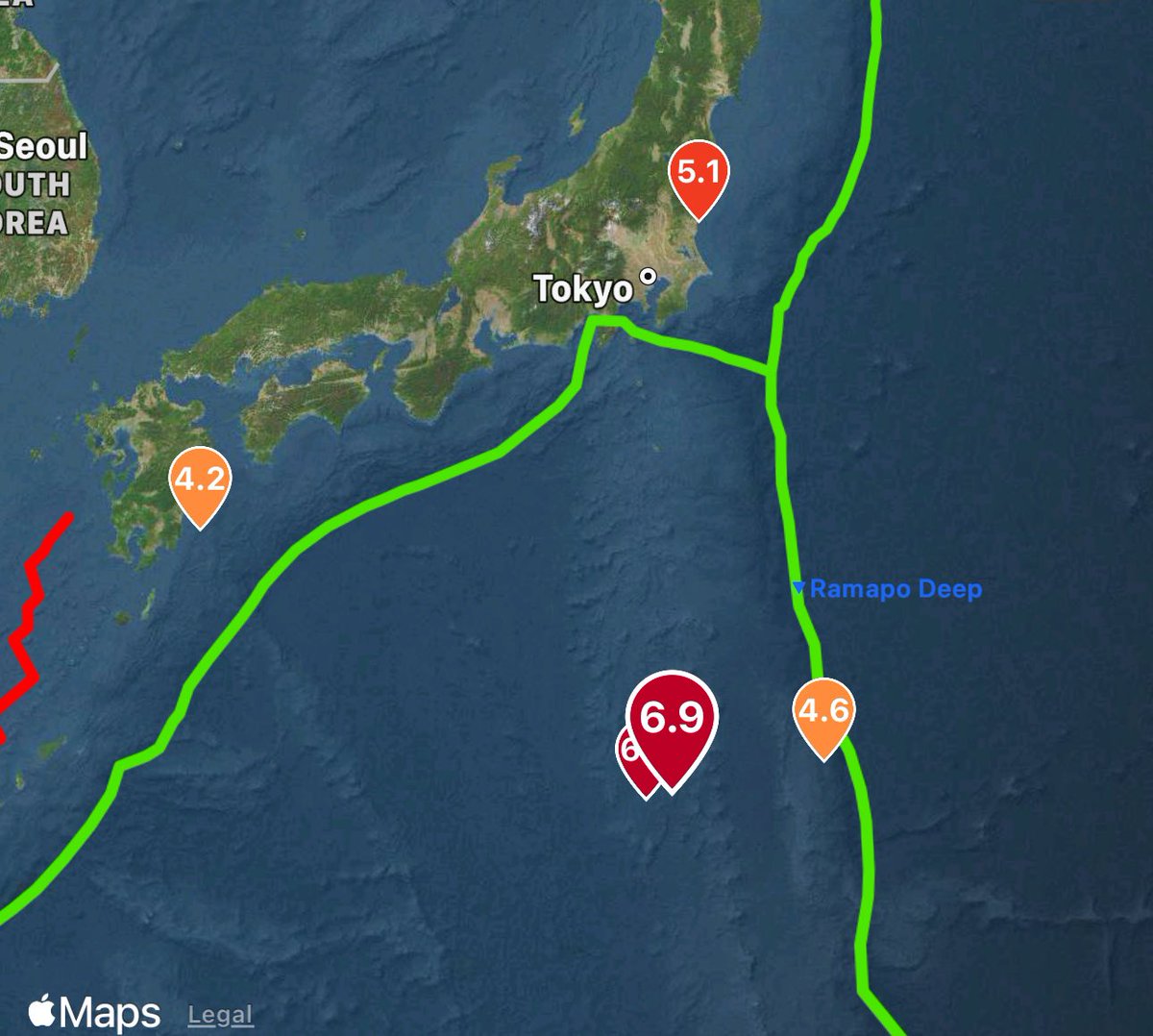 ALERT | A 6.9 magnitude earthquake has occurred near Japan’s Bonin Islands. There doesn’t appear to be a tsunami warning issued at this time.