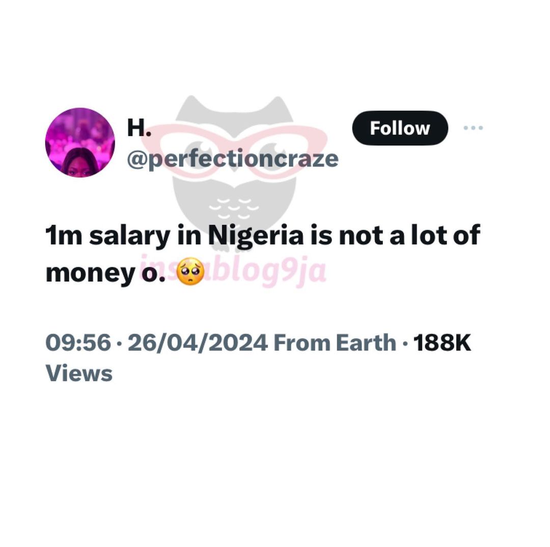 N1 million salary isn’t a lot of money in Nigeria — Lady