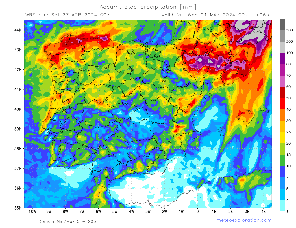 Agua en abundancia para los próximos días en toda la Península meteoexploration.com/es/maproom/WRF…