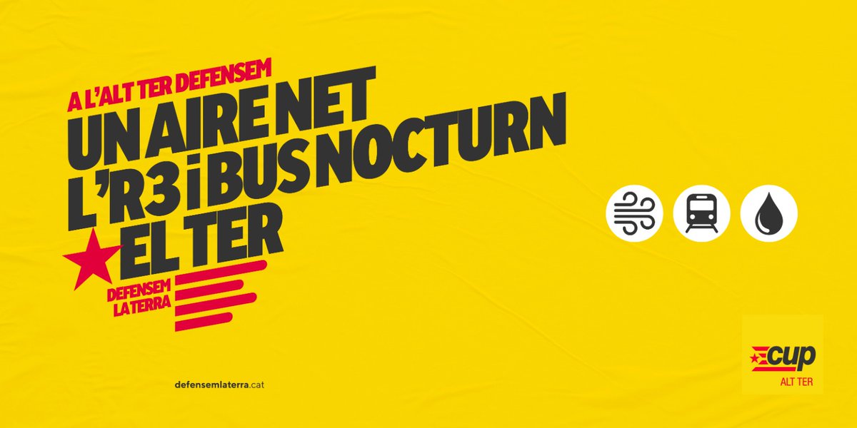 CUPOsona's tweet photo. 🟡 A l'Alt Ter, #DefensemLaTerra! La @cupnacional defensem...

🌬️ Un aire net. Estem fins als nassos de respirar merda!
🚉 L'R3 i busos nocturns Plana de Vic-BCN.
💧 El riu Ter i una nova cultura de l'aigua.

🟢 #Osona #Lluçanès #Ripollès https://t.co/SeoeLH5tAx