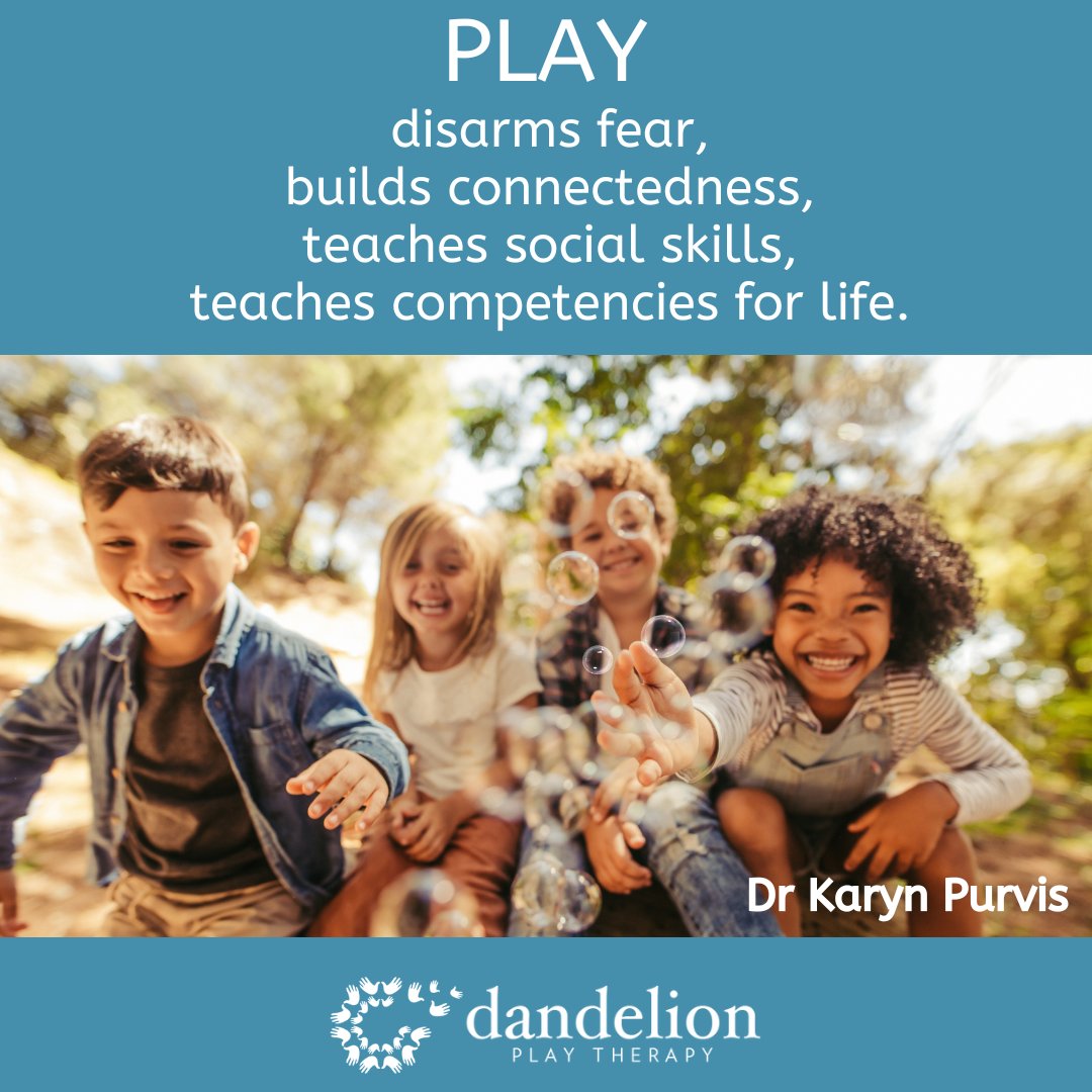Play disarms fear, builds connectedness, teaches social skills, teaches competencies for life. 

#play #playmatters #playheals #playtherapy #childrensmentalhealthmatters #DrKarynPurvis @BAPTplaytherapy