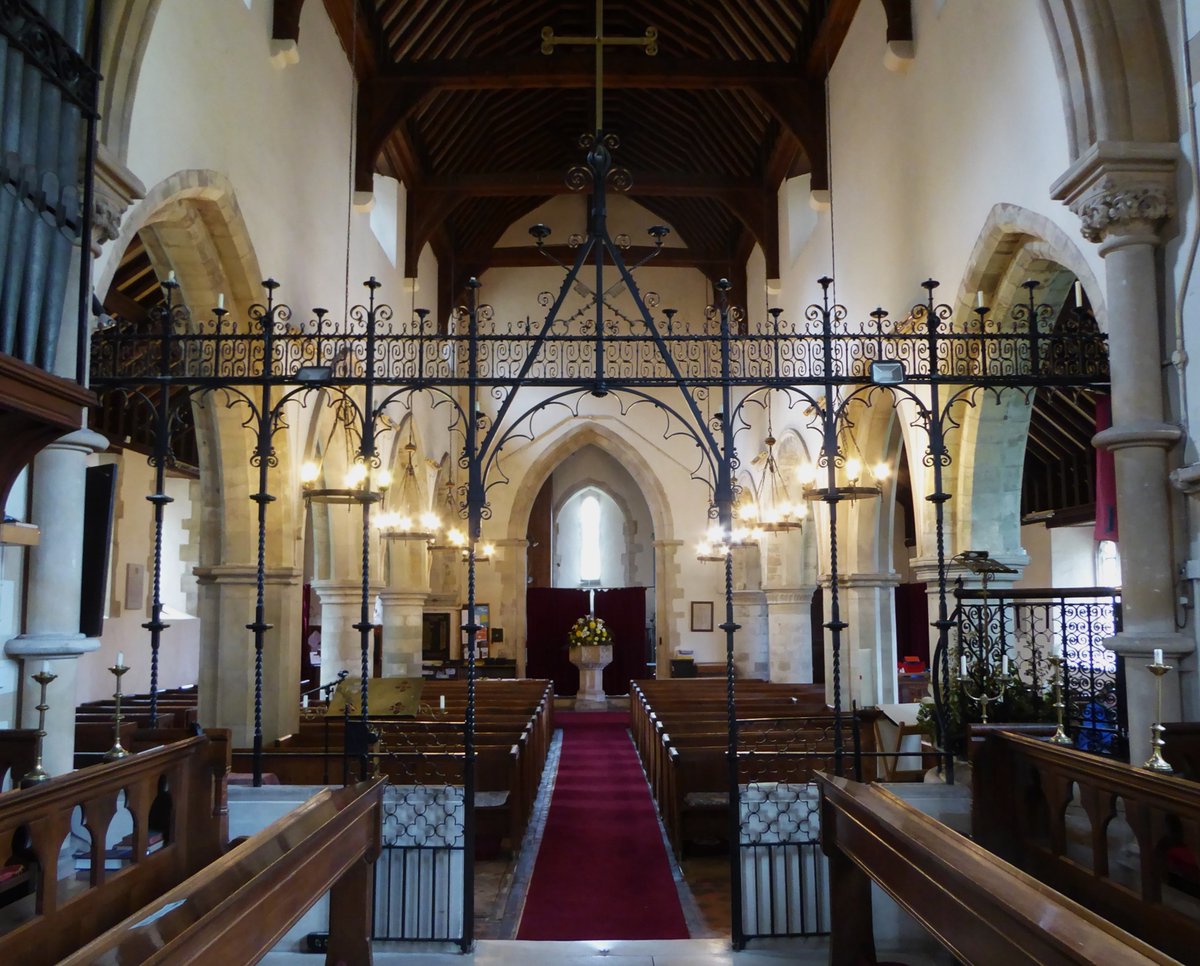 #ScreenSaturday  Here the most delicate of wrought ironwork, with this screen (& the pulpit, right) in St Peter's, Over Wallop.  

Liz & I had a very rewarding church-visiting ramble alongside the Wallop Brook in Hampshire.  

The chancel was rebuilt by J L Pearson in 1865-7.