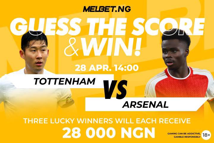 Bonus from Melbet🔥 Follow MelbetNigeria on Twitter, write the score before the game and your Melbet.ng player ID in the comments and win 28 000 NGN Melbet.ng➡️Promotions #promotions #TottenhamHotspur #Arsenal #Nigeria #BONUS #PremiereLeague