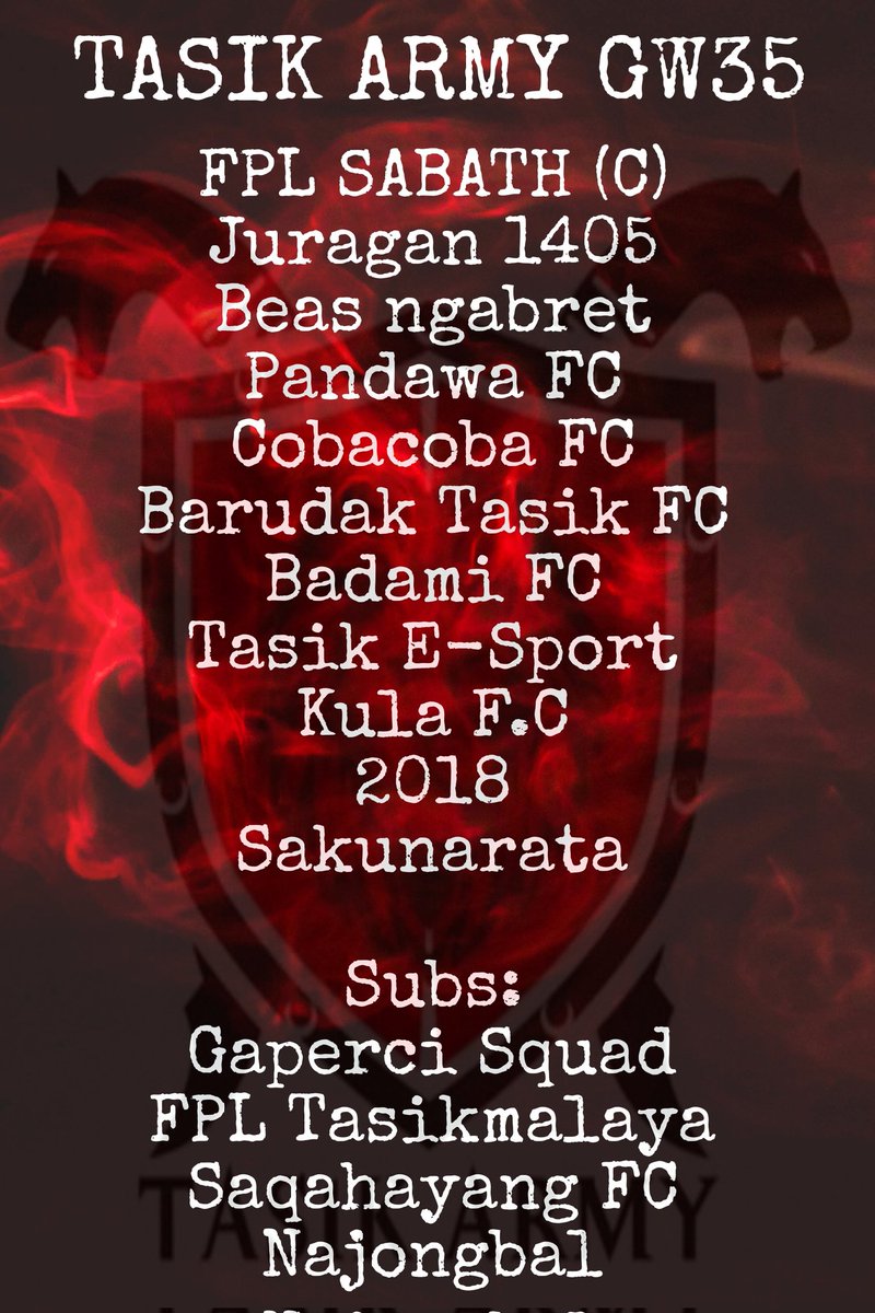 GW35

HAYU AH TAMATKEUN!! ✊

BERANGKAAAAAT <a href="/LigaBRFI/">Battle Royale FPL Indonesia</a> 🔥