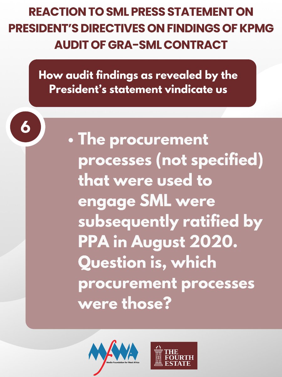 We expect President @NAkufoAddo to encourage the OSP to expedite its investigations for immediate prosecution of all those behind the SML contracts that were illegally awarded in 2018 and 2019 and recover all payments made during the period.