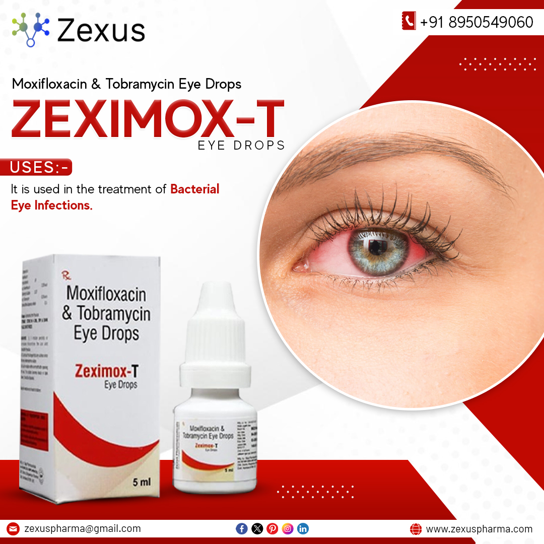 Introducing ZEXIMOX-T EYE DROPS
It is used in the treatment of Bacterial Eye Infections.
#Eyedrops #Eyedropfranchise #Franchisebusiness #Franchisebusinessopportunity #Ophthalmic #Ophthalmicdrugs #Ophthalmology #Ophthalmologist #Eyedropsrange #Pcdfranchise #Pcdpharma