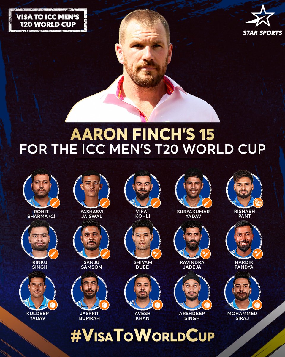 The #T20WorldCup2024 is almost here, and @AaronFinch5, our #IncredibleStarCast icon, has picked his #TeamIndia 15 to get a #VisaToWorldCup!

Your thoughts on his shortlist? ✍️👇

Participate in the biggest opinion poll ever on our social media handles till 1st May. 
Let's find…