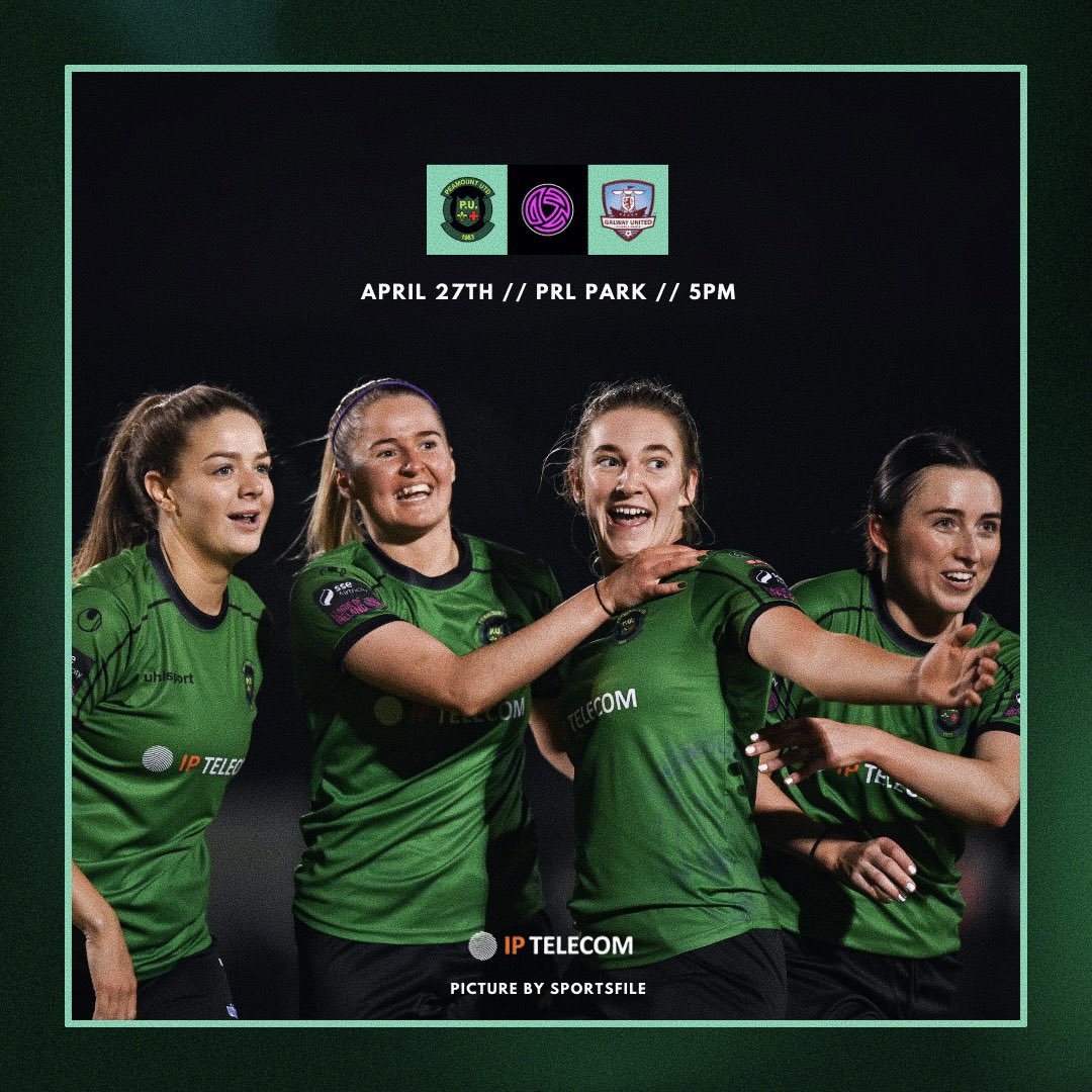 MATCHDAY! 🤩🟢⚫️

🆚 Galway United 
🏆 LOI Women’s Premier Division 
🏟️ PRL Park
⚽️ Kick off 17:00
📺 Live on LOITV 
🎟️ Pay at the gate (€10 / kids free)