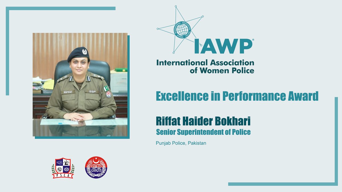 پنجاب پولیس کی خاتون افسر نے پاکستان کا نام عالمی سطح پر روشن کر دیا.انٹرنیشنل ایسوسی ایشن آف ویمن پولیس نے ایس ایس پی رفعت بخاری کو Excellence in Performance Awardایوارڈ کیلئے منتخب کرلیا گیا۔ Punjab Police Pakistan #police #PSCA #SafeCity