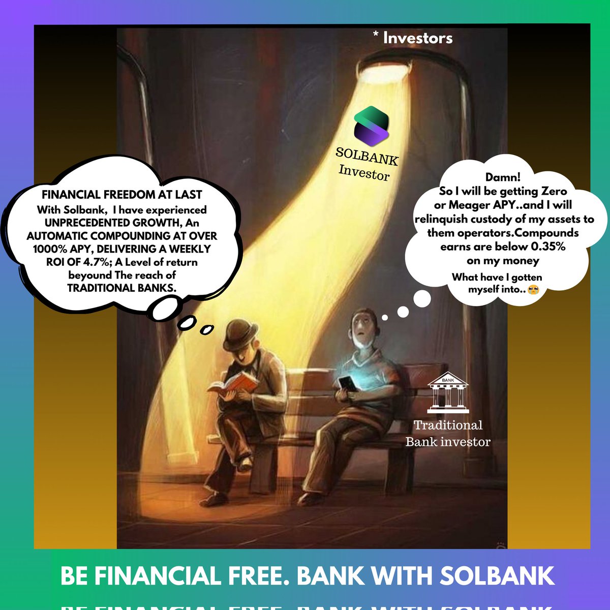 @Solbankfi Welcome to Solbank where your funds flourish with their impressive APY. Unlike traditional banks, they offer unparalleled advantages that pave the way for exponential financial growth.

My Entry for the Meme contest
 #Solbank $SB