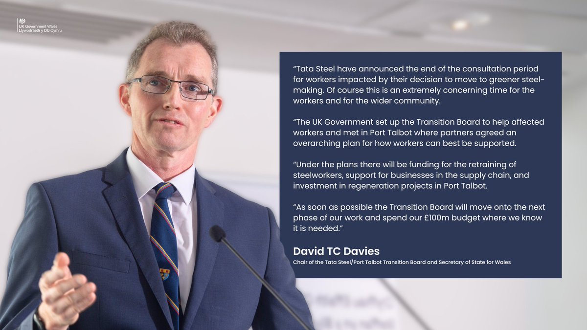 Welsh Secretary and Chair of the @TataSteelUK / Port Talbot Transition Board, @DavidTCDavies, releases a statement following this week’s Transition Board meeting👇 gov.uk/government/new…