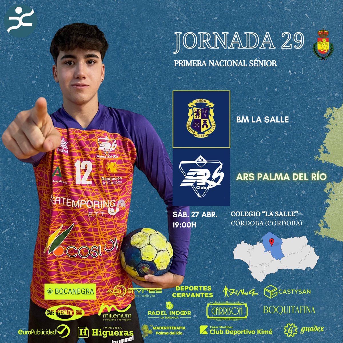 palmadeporte's tweet photo. 🤾♂️❤️🤍 Balonmano | ¡Último partido a domicilio del @arspalmadelrio sénior!
🆚 La escuadra de @jdiacas7 disputará el derbi frente a #CDLaSalle , en busca de finalizar en 3ª posición la temporada
#palmadeporte https://t.co/jBgLGrsbkP