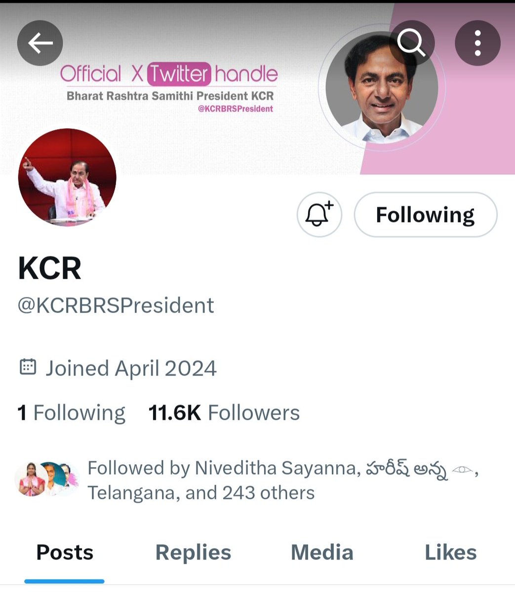 KCR’s Official Twitter Account
@KCRBRSPresident