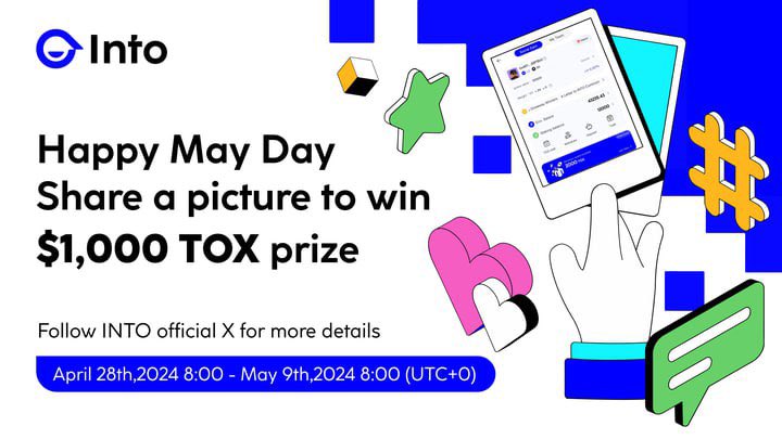 Celebrate May Day with an exciting giveaway tailored just for you! 🎉

Prizes:
50 lucky winners stand a chance to share the $1,000 TOX miner +100 USDT prize pool. 💰🥳

How to participate:
1️⃣ Follow @INTOverse_ &amp; @SocialTox.
2️⃣ Log into the INTO app, head to “Discover” > “TOX