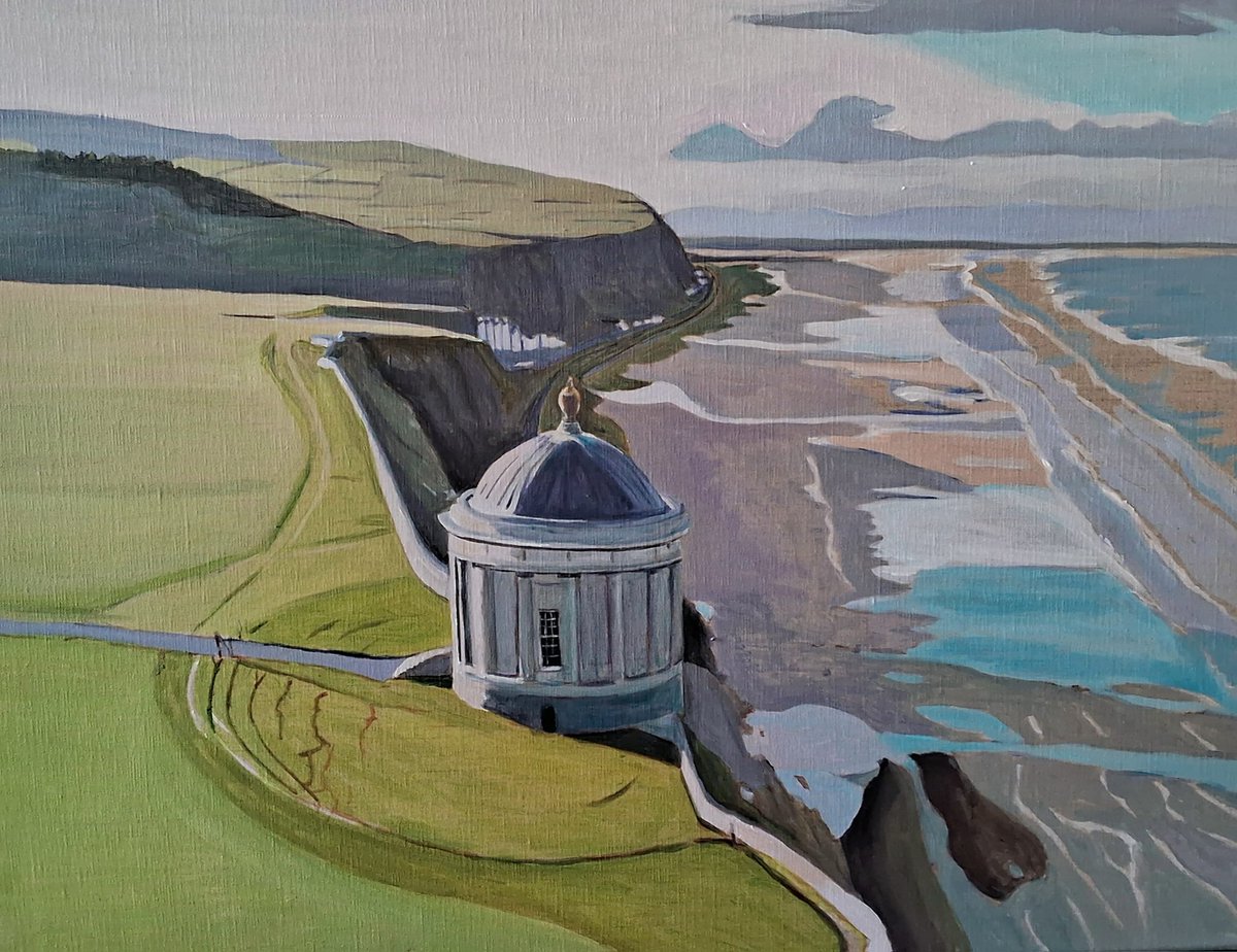 A little further on with this latest work in progress, of this iconic image and location, painting in acrylic. #mussendentemple #downhill #causewaycoast #wip Photo credit James Henry Johnston