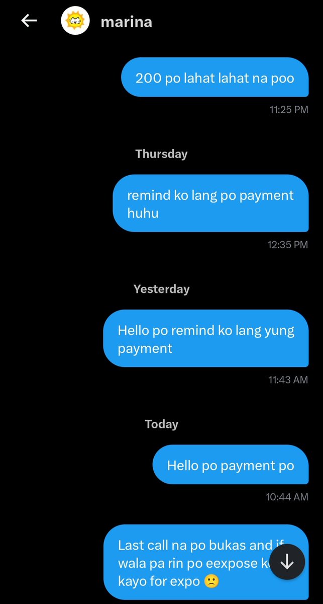 lf commissioner clients (expo)

SCAMMER: @coralineqwp
- busy raw di pa nagbabayad nung tuesday pa commission niya
- commission worth 200

will delete once paid 🙁