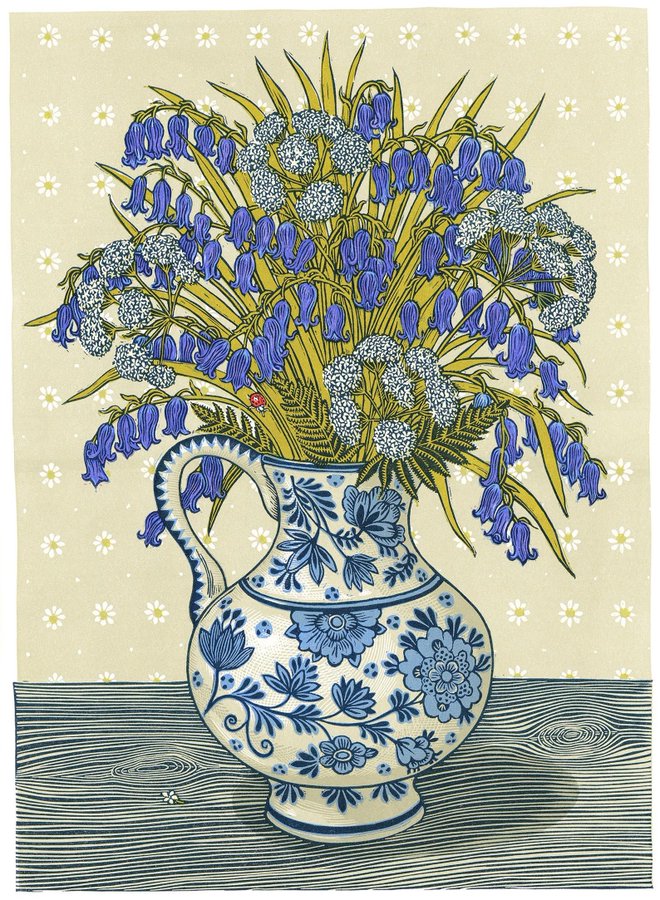 '#Bluebells and Cow Parsley' by contemporary printmaker Vanessa Lubach #WomensArt