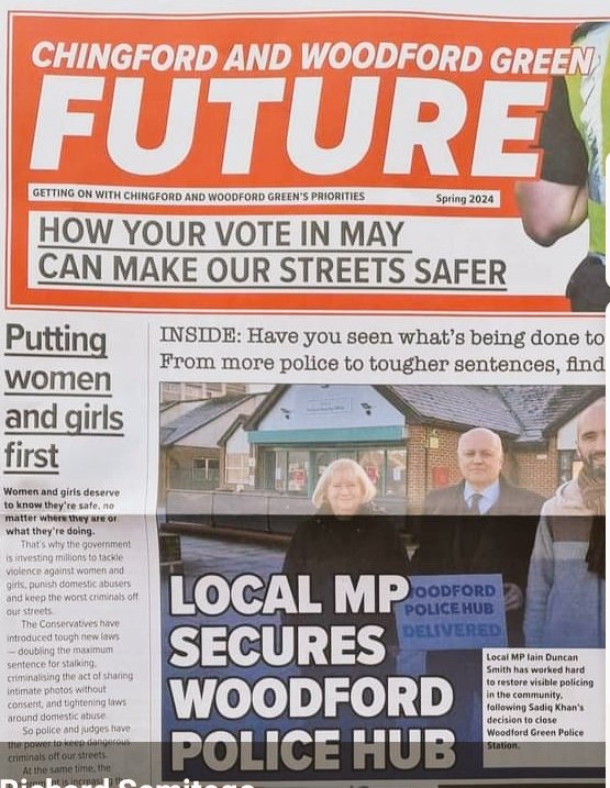Keep chingford and Woodford Green Conservatives. Great work Iain Duncan Smith. You won't get this with any opposition. He hot on crime in our area. 👋🏾👋🏾👋🏾