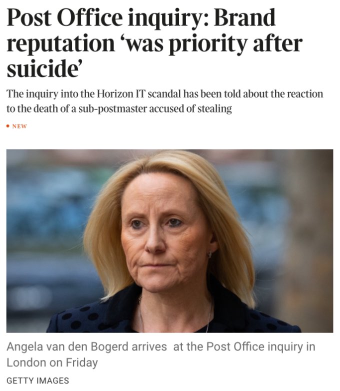 #PostOfficeScandal Latest piece by @TomWitherow & @p_j_chappell for @thetimes @PostOffInquiry Post Office Inquiry :- Brand reputation was priority after suicide The Post Office’s first reaction to the suicide of a sub-postmaster it accused of stealing was to hire a media…