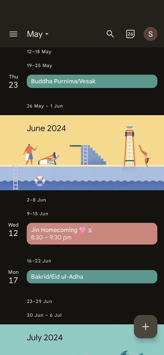 Officially blocked off 12th June in my @googlecalendar to celebrate Seokjin's homecoming. 🩷🕺

#JinHomecoming