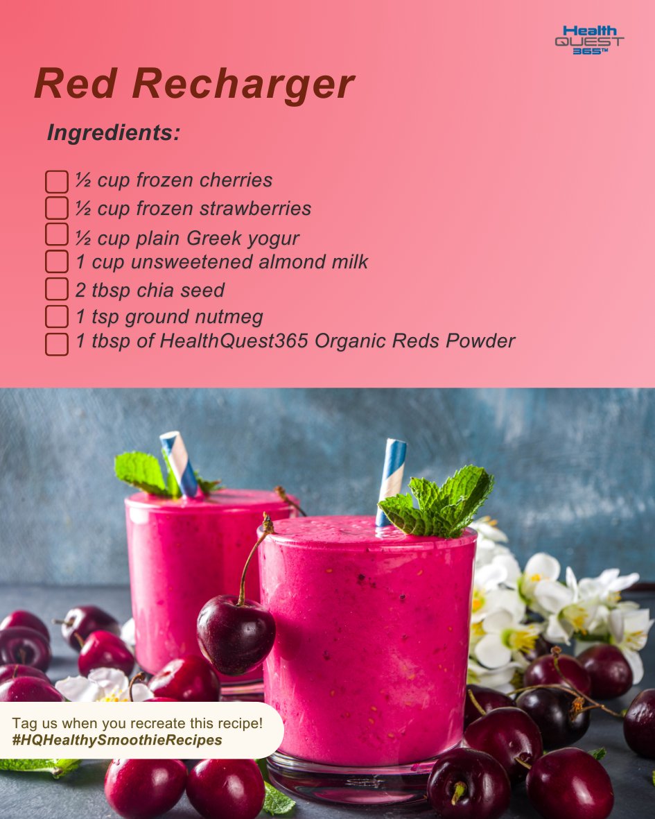 Fuel your day with the vibrant energy of our Red Recharger Smoothie! 🚀 

#diet #wellness #fitness #nutrition #lifestyle #organicgreens #healthyliving #organic #longevity #painrelief #clinicalresearch #diseaseprevention #sustainable #organicfood #greens #weightloss #fresh #blog