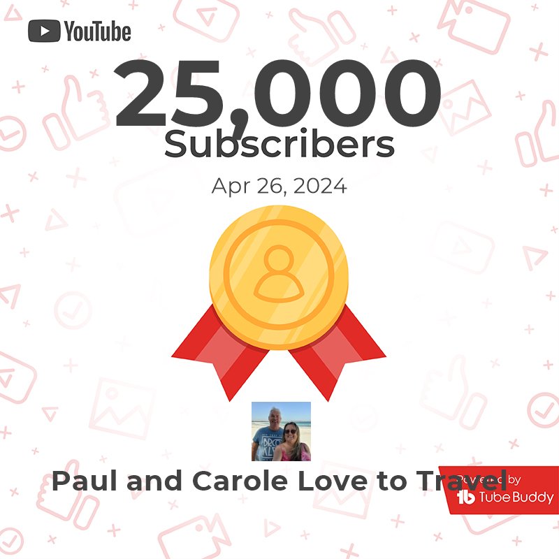 We have reached 25,000 subscribers on You Tube! 🎉🎊🥳 Thanks to everyone who has taken the time to watch our videos, given us a thumbs up and commented. It really does mean a lot! ! ☺️ 🏆📹🛳✈️🌍😍🏆📹🛳✈️🌍 #cruise #cruising #travel #contentcreators #youtubegoals…