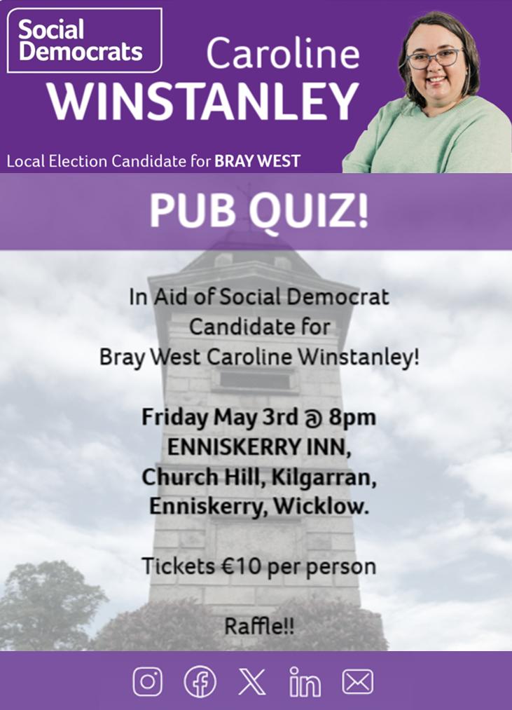 💜💜 Fundraiser for Caroline Winstanley @ the Enniskerry Inn @ 8pm Friday the 3rd May 💜💜