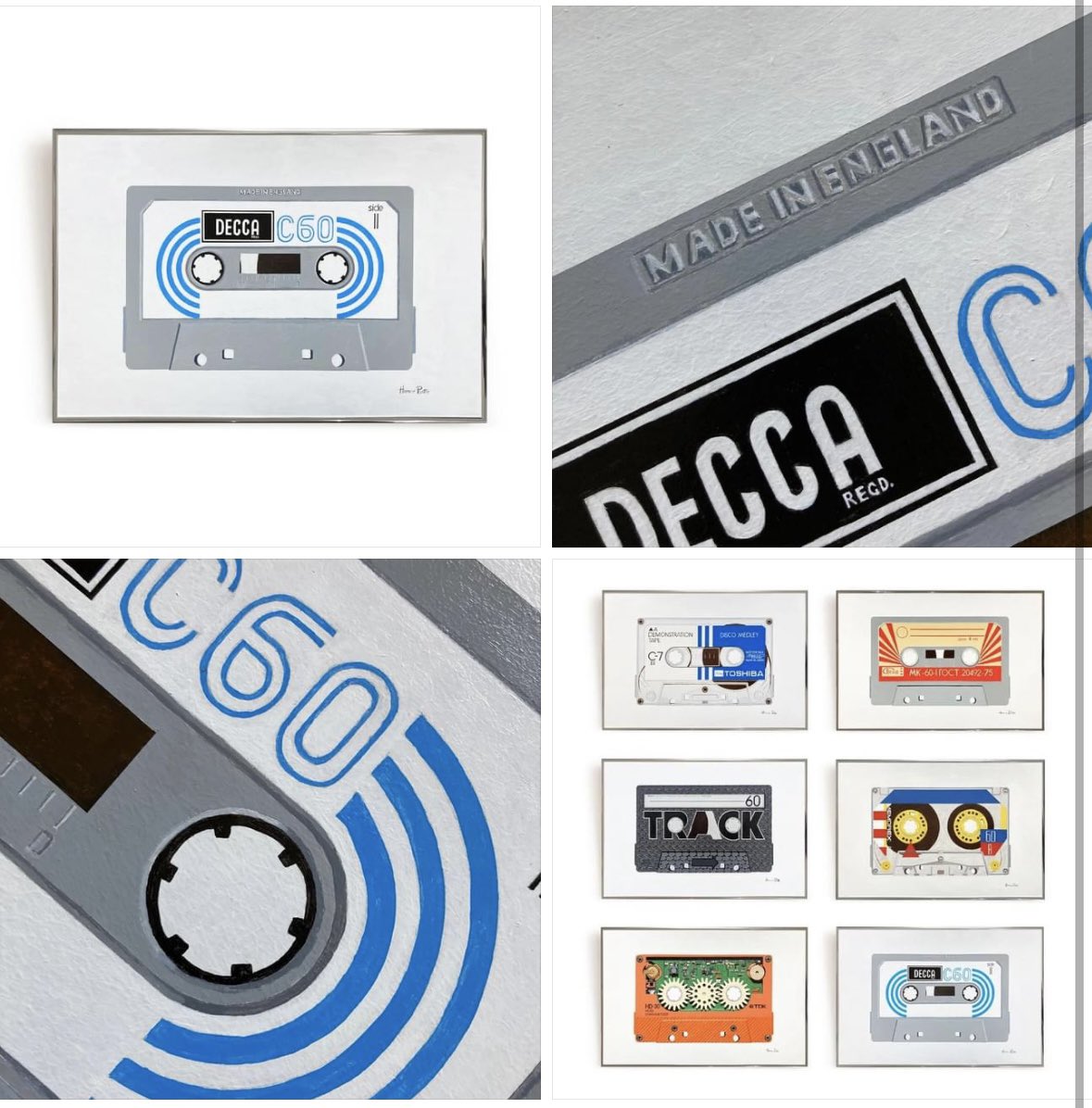 Meanwhile @RedHouseGallery #Harrogate… original cassette paintings: 'The tapes are like my soup cans.' Horace Panter Now showing 'Decca C60' by Horace Panter, from the artist's series of 'Cassette' paintings. Enquiries: mailto:info@redhouseoriginals.com