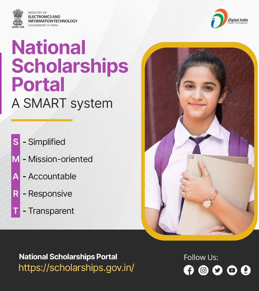 Apply for government #scholarships on the #NationalScholarshipPortal at scholarships.gov.in @GoI_MeitY @NICMeity #DigitalIndia