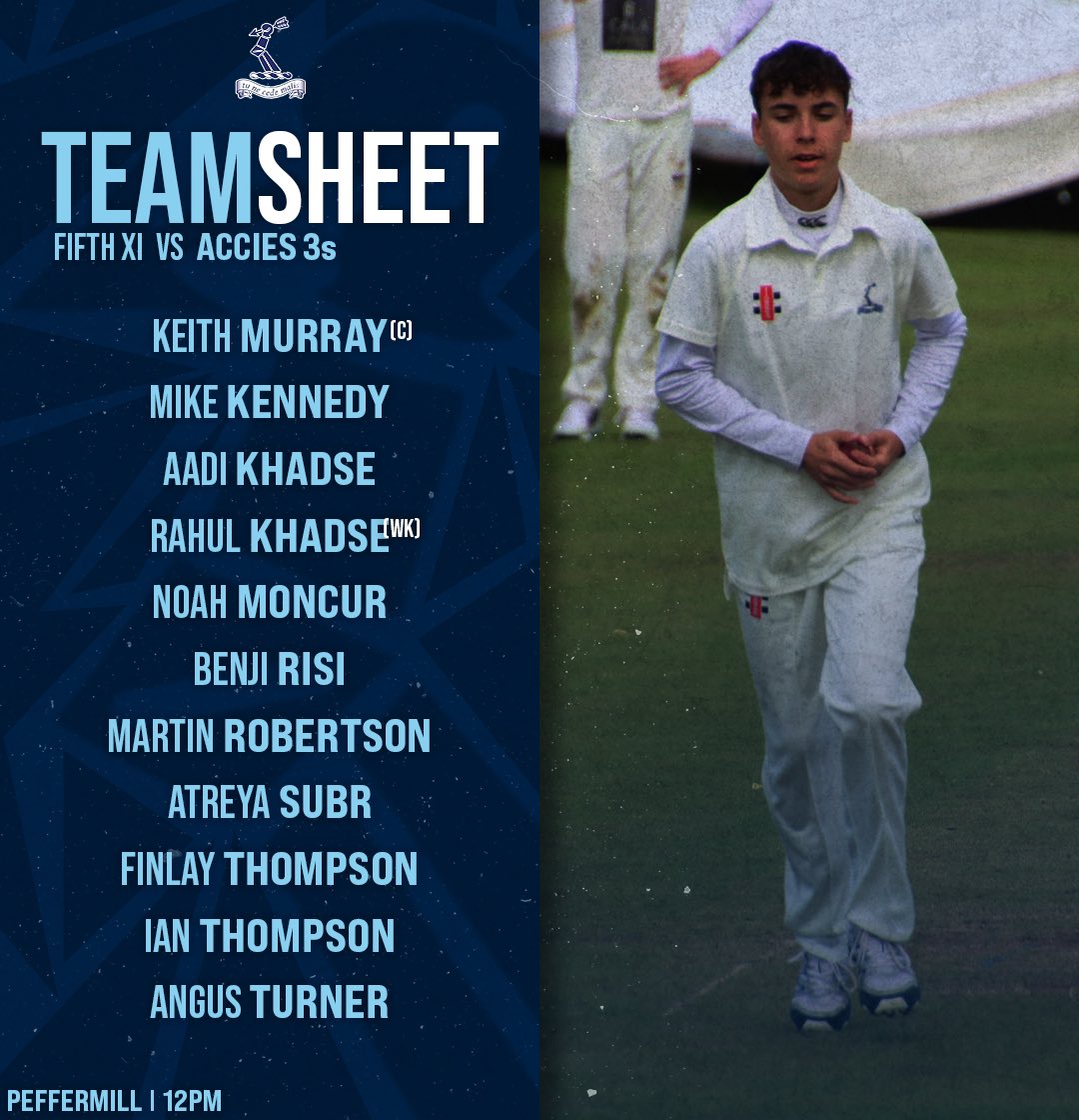 📝 | Third XI Teamsheet

Today’s 5th XI team to entertain @AcciesCricket 3s at Peffermill ⤵️  

🏹#Arrows | #ArrowsArmy