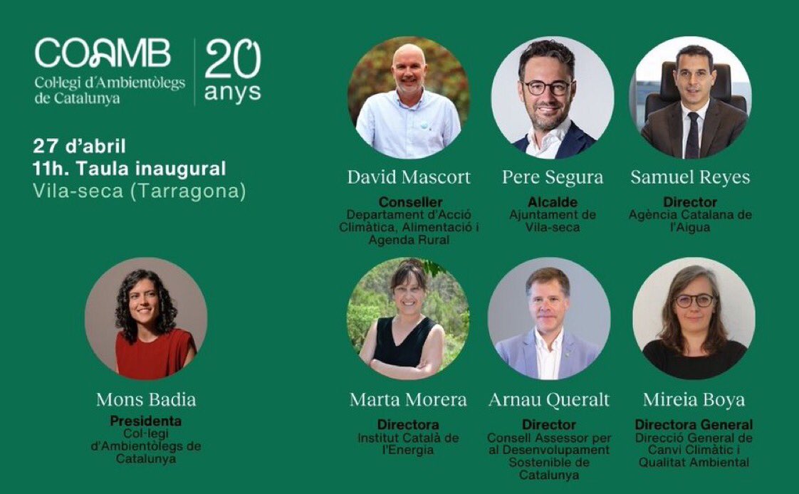 Avui acompanyant el @COAMBcat en els #20anysdelCOAMB amb @dmascort @PereSegura2019 @SamReyesCAT @energiacat @arnauqueralt @yeyaboya @mons_badia @accioclimatica @AjVilaseca