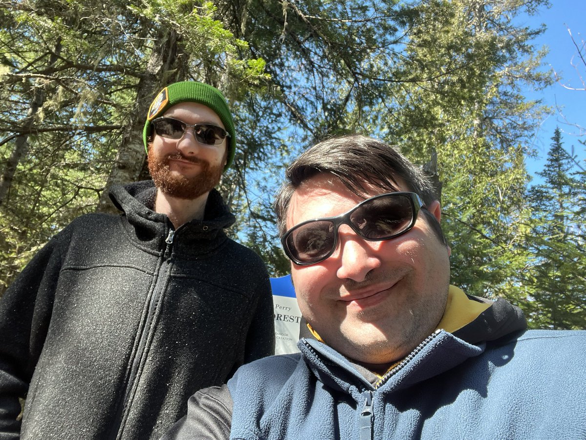 Timothy Breslin and I taking a walk in the Bangor Forest 🌳!