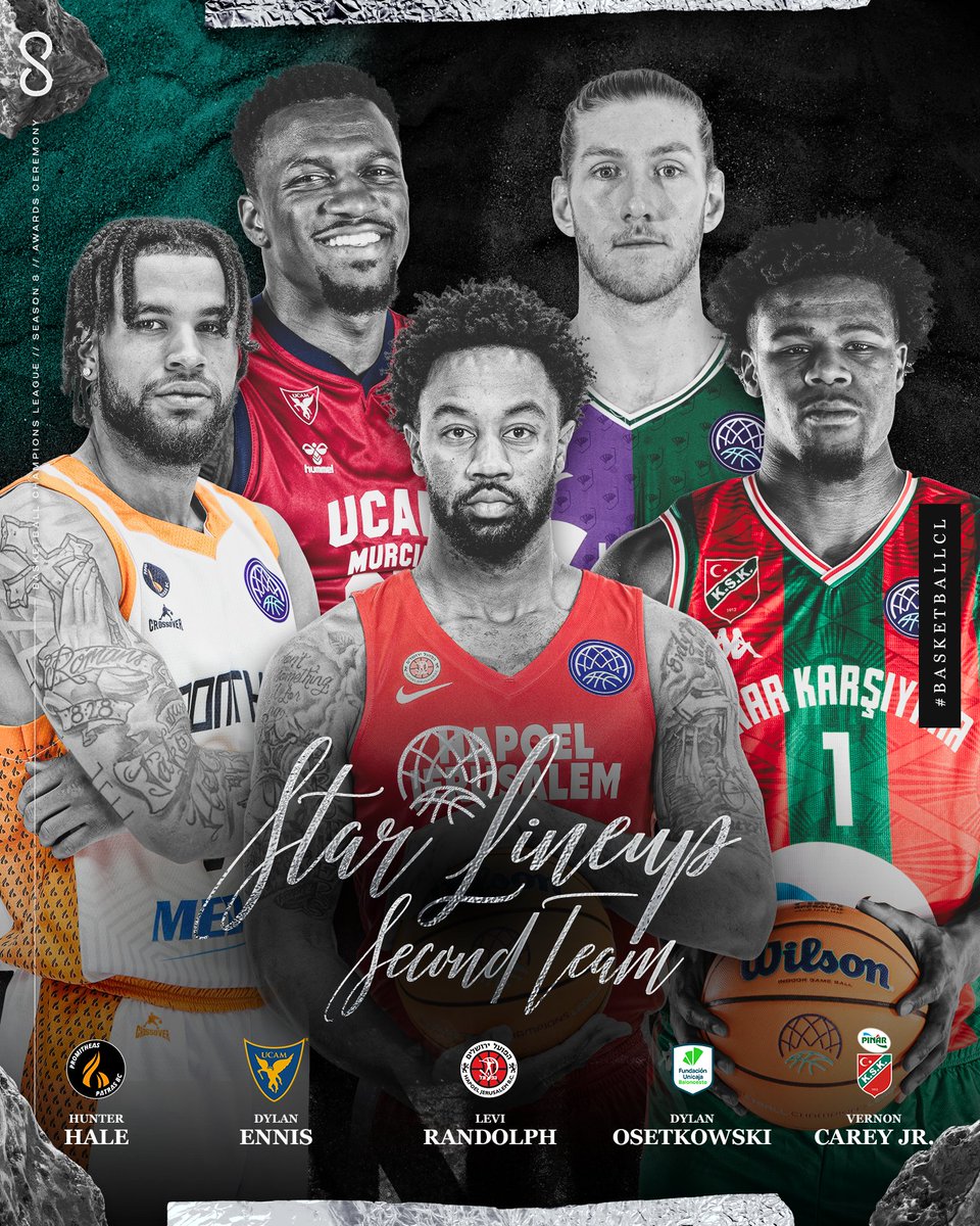 The 2023-24 @BasketballCL Star-Lineup Second Team: 🇺🇸 Hunter Hale (@huuunt_) 🇨🇦 Dylan Ennis (@canadiankidDJE) 🇺🇸 Levi Randolph (@LeviRandolph20) 🇺🇸 Dylan Osetkowski 🇺🇸 Vernon Carey Jr