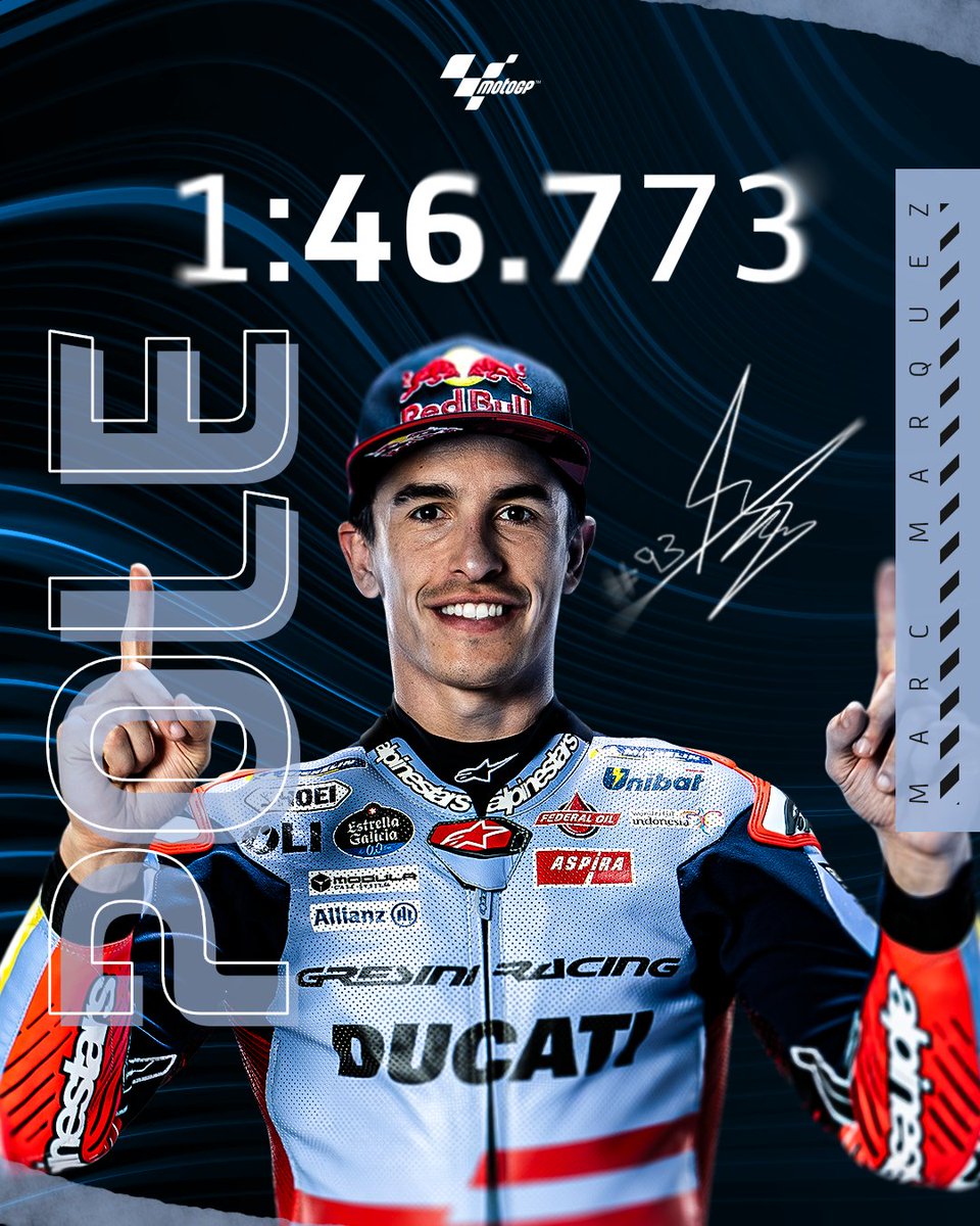 BACK ON POLE! 😎 @marcmarquez93 takes his first pole with @GresiniRacing and the 93rd of his career! ✅ A special one indeed!✨ #SpanishGP 🇪🇸