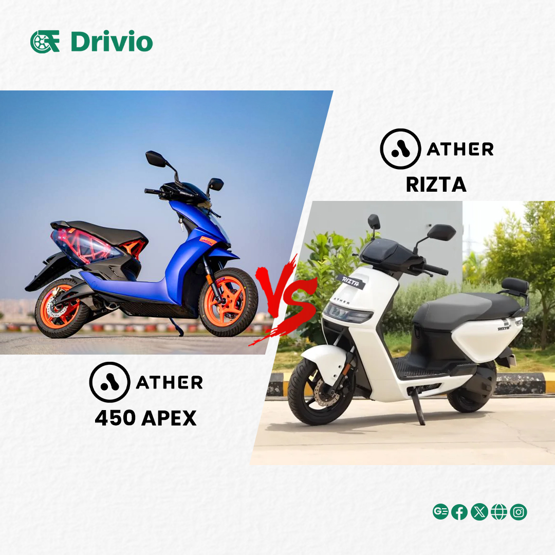Explore the Ather 450 Apex vs. Ather Rizta: Sporty & aggressive or practical & family-friendly? Our detailed comparison to Find your perfect ride!

Read more drivio.in/reviews/ather-…

#Ather450Apex #AtherRizta #TwoWheelerComparison #TwoWheelerLove #BikeComparison #drivio_official