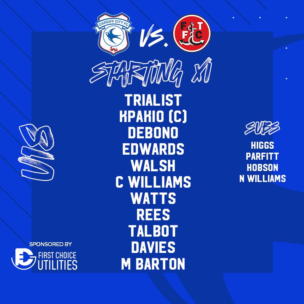 U18 | Here’s how the #Bluebirds lineup for their latest PDL clash at home to Fleetwood Town! 🕚 Kick off is at 11am! #CityAsOne | @FirstChoiceUtil