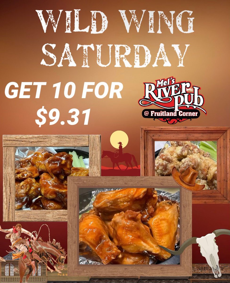 Get ready for #WildWingSaturday!

Our jumbo wings are cooked to perfection and served with your choice of sauce, tossed or on the side.

Don't forget the carrots & celery with dipping sauce! #BestWingsAround #PubGrub #melsriverpub&liquorstore #wings