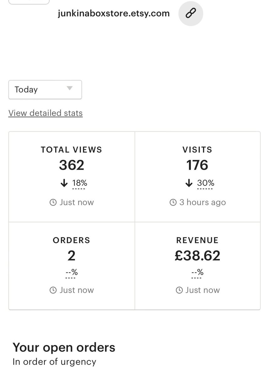 This is before and after running traffic for an Etsy shop seller on Etsy with increase in views and visit for a day on Etsy @MyJunkboxImage 

#etsyuk #etsygifts #etsyshop