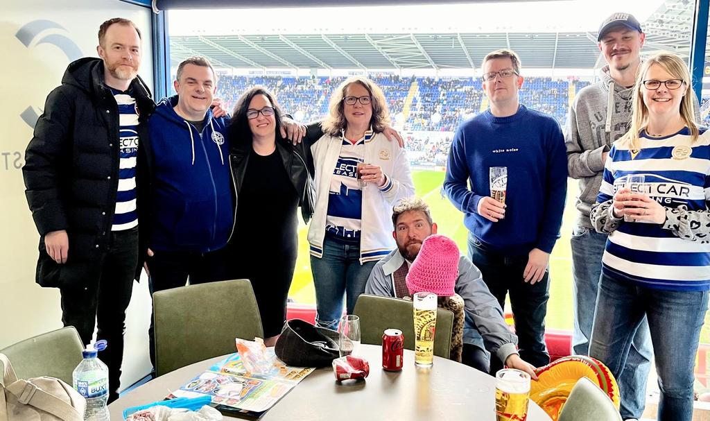 Some of the SBWD mob below. What a season and thanks for the support! 💙🤍 Collectively the fans have been f****** superb. Makes you proud to be a #ReadingFC fan. Up the Ding!