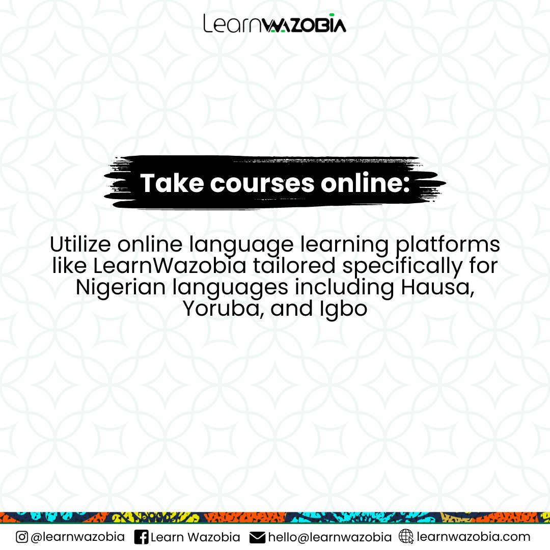 Nigeria is home to a wide range of languages, each with its unique characteristics and cultural significance. Some of the most commonly spoken Nigerian languages include Hausa, Yoruba, & Igbo.

#LearnWazobia #Nigeriansindiaspora #Nigeriansinuk #Nigeriansincanada #LanguageLearning