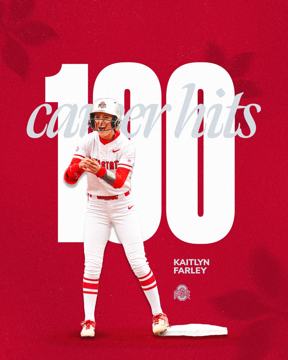 💯 and counting... Last night’s home run in the fifth inning from @kaitlynfarley03 was her 100th career hit ‼️ #GoBucks