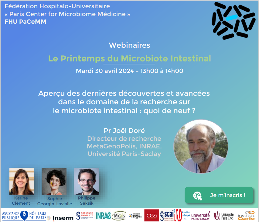 🔔🔔Episode#5 de la série 'Printemps du microbiote Intestinal' avec l'expert des #sciences du #microbiote @dorejoel ! #innovations Inscription : aphp-fr.zoom.us/webinar/regist… @APHP @Inserm @Sorbonne_Univ_ @MgpsLab @INRAE_France @UnivParisSaclay