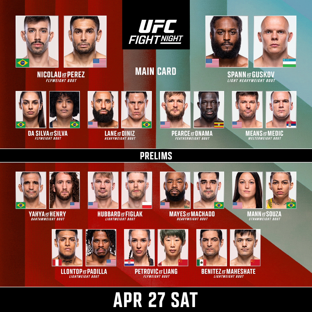 Your #UFCVegas91 card is set!

Give us your picks before kick off at 9pm BST / 10pm CEST on @UFCFightPass