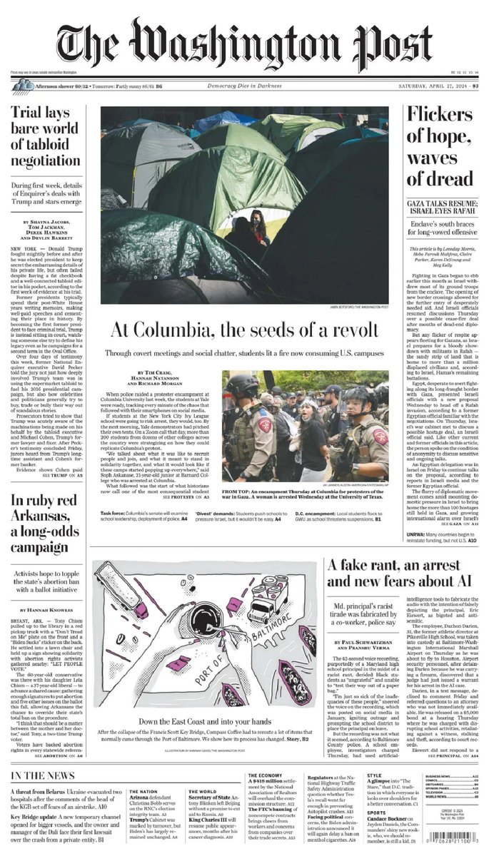 🇺🇸 At Columbia, The Seeds Of A Revolt ▫Secret meetings, social chatter: How Columbia students sparked a nationwide revolt ▫@timcraigpost @hannah_natanson & Richard Morgan ▫is.gd/0ZgHMO 👈 #frontpagestoday #USA @washingtonpost 🇺🇸