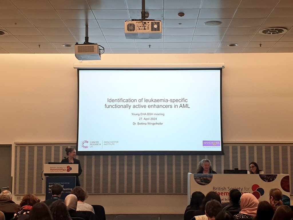 Onto Dr Bettina Wingelhofer @BWingelhofer from @CRUK_MI @OfficialUoM discussing enhancers in #AML #YoungEHA #BSH2024